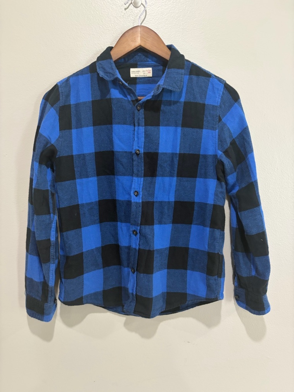 Zara Blue  & Black Plaid Button-Up Kids Shirt